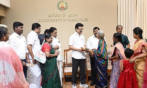Family members of Pavendar Bharathidasan called on Chief Minister MK Stalin at the Secretariat&nbsp;