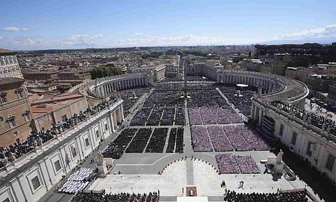 A view of the funeral of Pope Francis in St. Peter's Square at the Vatican (AP)