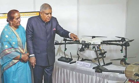 Jagdeep Dhankhar with wife Sudesh pays visit to Tamil Nadu Agricultural University exhibition in Coimbatore