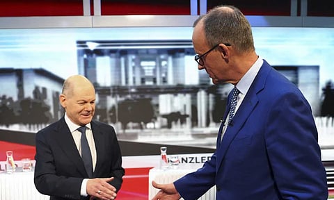 Olaf Scholz, German Chancellor of the Social Democratic Partyand Friedrich Merz, leader of the Christian Democratic Union (AP)