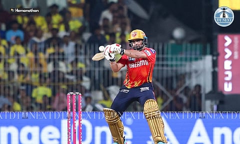 Prabhsimran Singh plays a shot during the match between Punjab Kings and Chennai Super Kings (Photo: Hemanathan M)