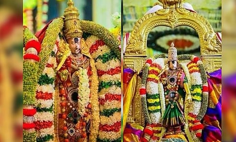 Goddess Meenakshi and Lord Sundareswarar&nbsp;