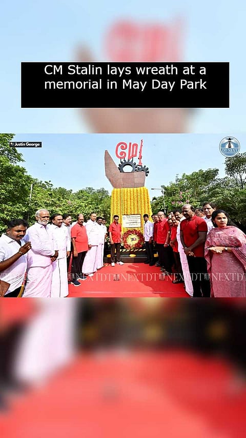 CM Stalin lays wreath at a memorial in May Day Park
