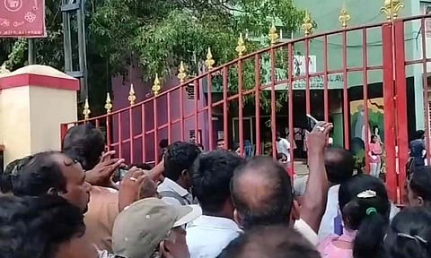 Parents gathered infront of KV, CRPF Avadi