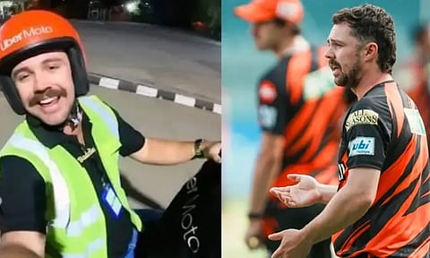 (L-R) Uber India's advertisement; Travis Head (Photos: X/PTI)