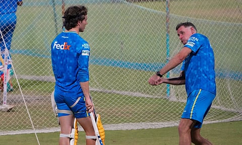 Hussey during a practice session&nbsp;