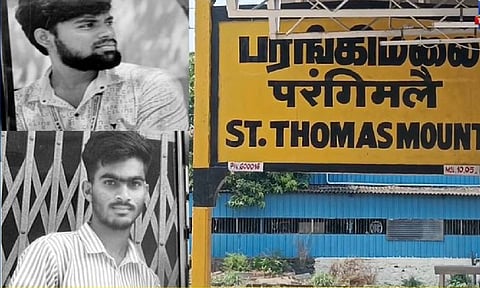 &nbsp;Two college students were killed after being hit by a train near St Thomas Mount railway station (Thanthi TV)&nbsp;