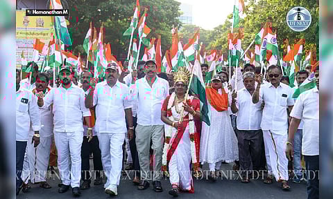 BJP workers take out Tricolour rally to hail the success of Op Sindoor in Chennai on Wednesday (Photo: Hemanathan M)&nbsp;