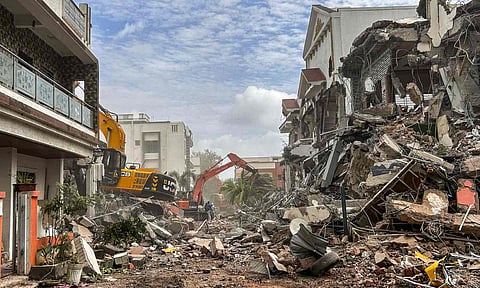 Pimpri-Chinchwad: Excavators being used to demolish illegal buildings by municipal corporation, in Pimpri-Chinchwad, Maharashtra, Saturday, May 17, 2025 (PTI)&nbsp;
