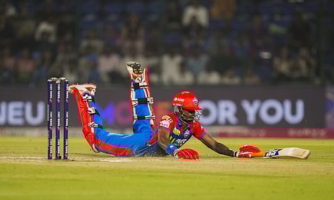 Delhi Capitals Abishek Porel safely reaches the crease during an Indian Premier League (IPL) 2025 T20 cricket match between Delhi Capitals and Gujarat Titans, at the Arun Jaitley Stadium, in New Delhi, Sunday, May 18, 2025 (PTI)&nbsp;
