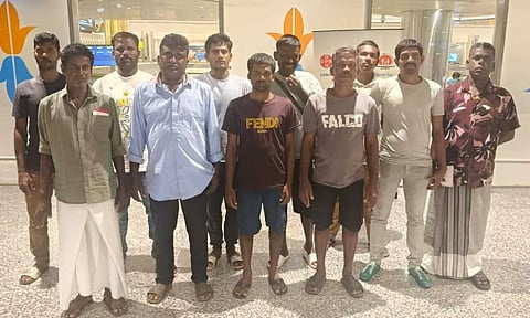 11 Tamil Nadu fishermen who the Sri Lankan Coast Guard arrested returned to Chennai on Wednesday night