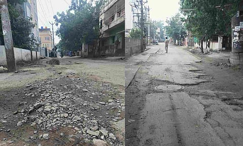 Potholes and unfinished roads at Madippakkam area