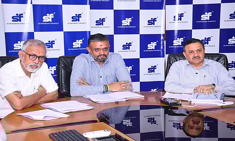(L-R) Mr. M Ramaswamy, Chief Financial Officer, Mr. Rajiv C Lochan, Managing Director and Mr. A N Raju, Deputy Managing Director, Sundaram Finance Ltd