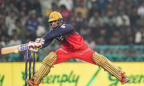 &nbsp;Jitesh Sharma plays a shot during the match between Lucknow Super Giants and Royal Challengers Bengaluru (PTI)