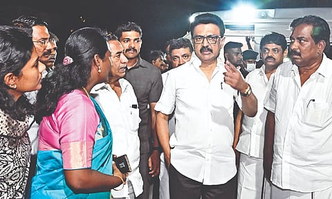 Chief Minister MK Stalin inspected restoration works at Pandalkudi canal, in the backdrop of charges of covering up the nullah, and ordered to complete works on a war footing, on Saturday