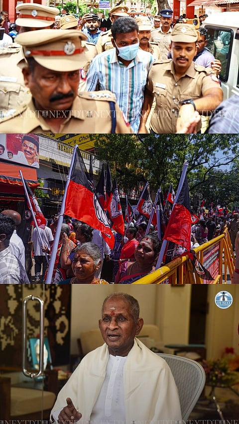 Photos of the day: AIADMK Protest, Anna Univ Case, Ilaiyaraaja B`day, & more