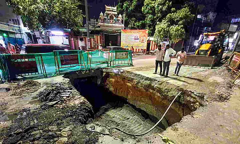 Another road caves in at Chennai