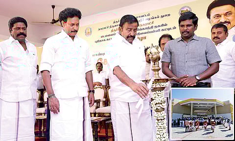 Minister KN Nehru along with minister Anbil Mahesh Poyyamozhi inaugurated the building of Corporation High School in E-Pudur constructed at an estimated cost of Rs 18.41 crore&nbsp;