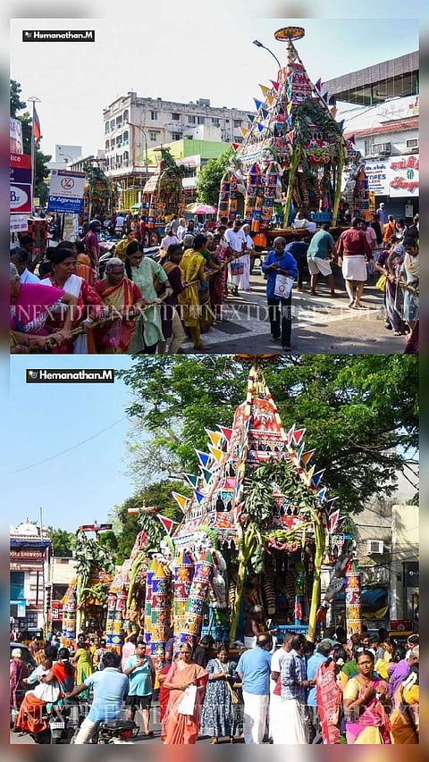 Devotees Pull Chariot in Sri Velleeswarar Temple Vaikasi Utsavam