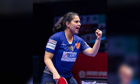 Diya Chitale celebrates after winning a tie