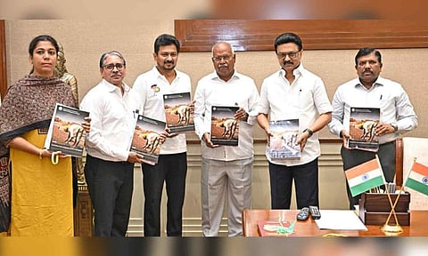Commission members submitting the SDG study reports to Chief Minister MK Stalin at the Secretariat on Monday