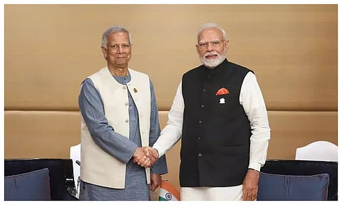 PM Narendra Modi with Bangladesh Chief Adviser Muhammad Yunus