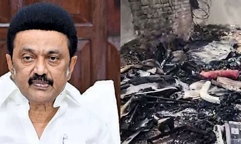 Tamil Nadu Chief Minister MK Stalin; Debris of an Air India plane that crashed moments after taking off from the Ahmedabad airport, Thursday, June 12, 2025 (PTI)&nbsp;
