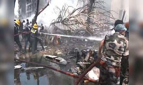 Fire force on site of plane crash (Photo: ANI)