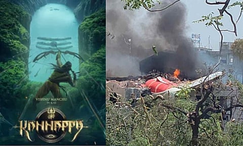 &nbsp;Kannappa movie poster; Visual from the plane crash spot