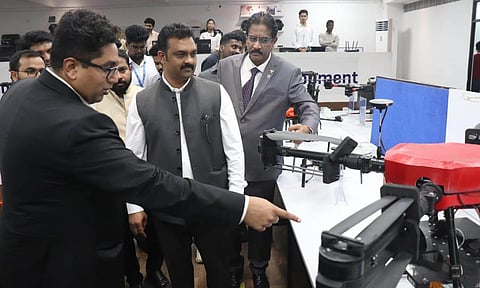 Union Minister Kamlesh Paswan inaugurates Garuda Aerospace’s agri-drone indigenisation facility on Thursday