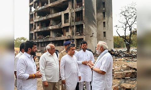Prime minister Narendra Modi on site at plane crash in Ahmedabad (Photo: X@narendramodi)