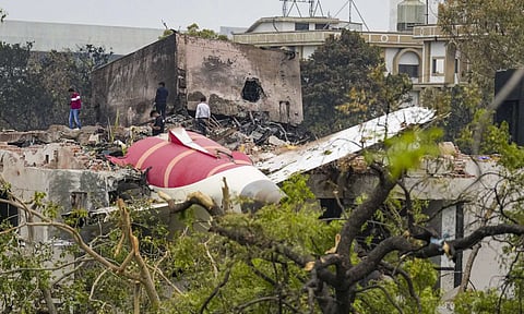 Ahmedabad: Remains of the crashed Air India plane lie on a building, in Ahmedabad, Friday, June 13, 2025 (PTI)&nbsp;