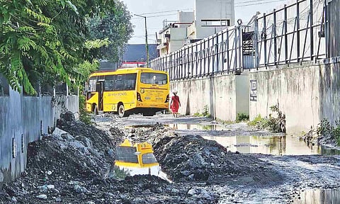 Noombal Main Road in shambles