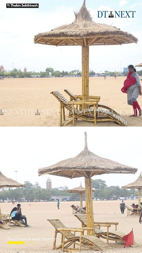 To enhance tourist experience Marina beach now features new benches and shade huts