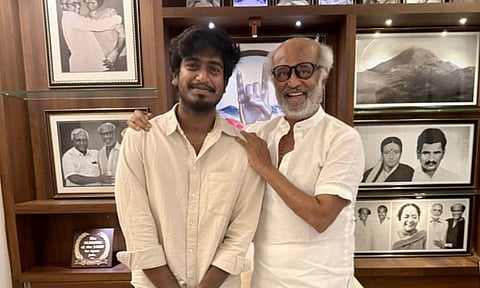 Abishan Jeevinth with Rajinikanth&nbsp;