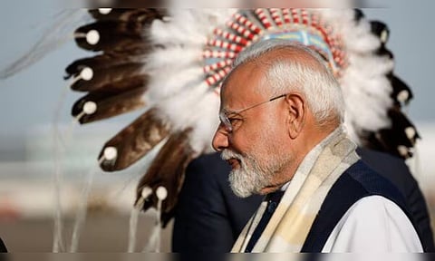 Prime minister Narendra Modi arrival on Alberta (Photo: AP)