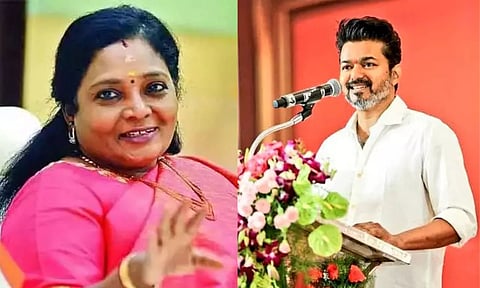 Tamilisai Soundararajan and TVK chief Vijay (Daily Thanthi)