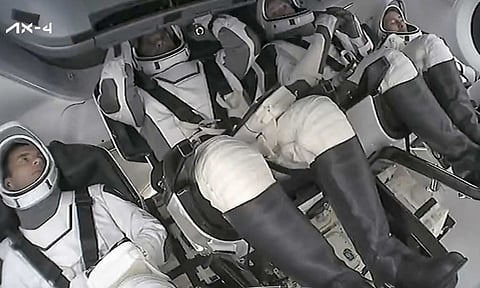 Indian astronaut Shubhanshu Shukla and three others aboard the Dragon spacecraft (PTI)&nbsp;
