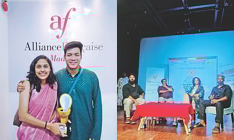 Director of the winning film, Pranathi Sompalle and editor Sagar Singaurey; Judges addressing the participants after the screening of the films at the event