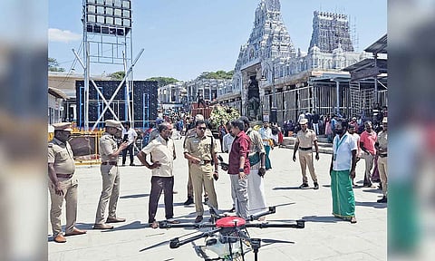 Drone surveillance in place to monitor temple premises