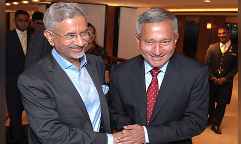 &nbsp;External Affairs Minister S Jaishankar, Singapore's Minister of Foreign Affairs Vivian Bala (ANI)&nbsp;