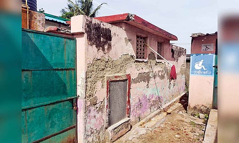 The locked public toilet forces senior citizens and pregnant women to walk 1 km to attend to nature's call on open ground