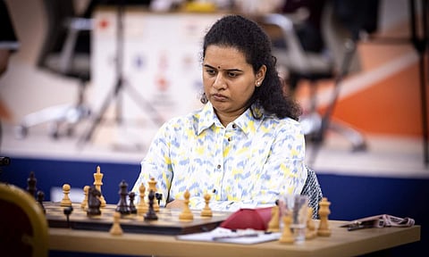 Koneru Humpy on the playing table during her game against Alexandra Kosteniuk&nbsp;