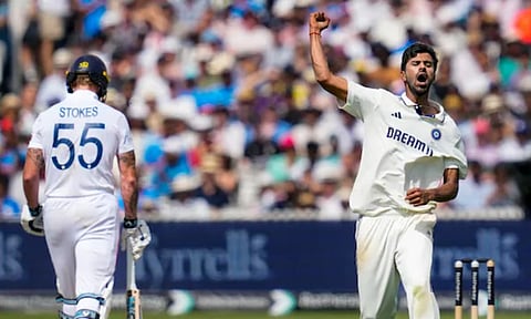 Washington Sundar celebrates Ben Stokes' wicket in Lord's (PTI)