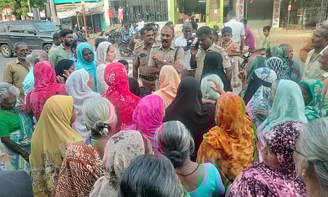 100 residents protesting against the relocation of the local Primary Health Centre