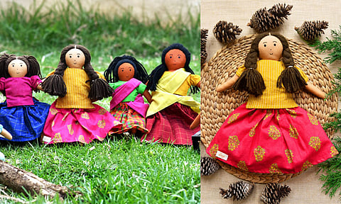 Dolls are made from upcycled, pre-consumer textile waste, Nilah doll