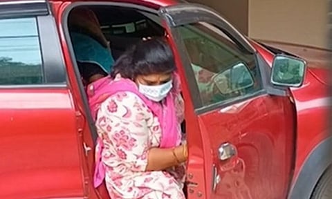 Nikitha arrives at the CBI office in Madurai on Thursday