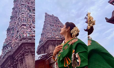 Raveena Tandon seeks blessings at Meenakshi Amman Temple
