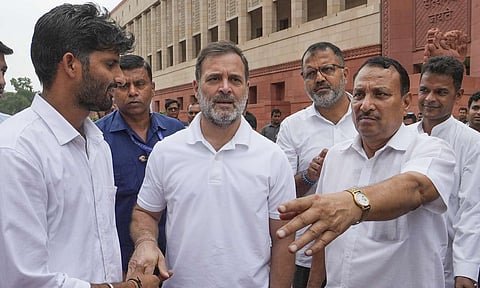 Leader of Opposition in the Lok Sabha Rahul Gandhi during the Monsoon session of Parliament, in New Delhi, Wednesday, July 30, 2025 (PTI)&nbsp;