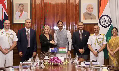 Union Minister of State for Defence, Sanjay Seth meeting New Zealand Ministry of Defence’ Head of International Branch, Kathleen Pearce (Photo/ X@SpokespersonMoD)